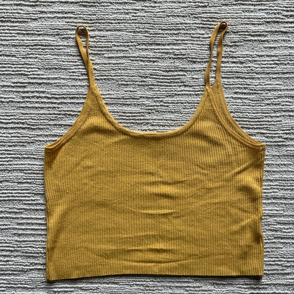 Yellow brandy Melville cropped ribbed tank